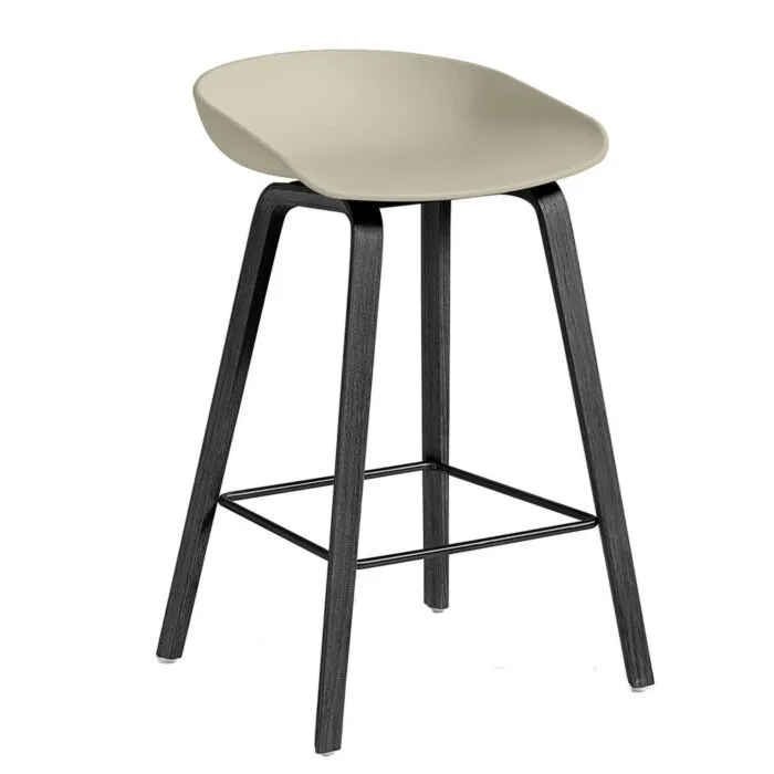 Speciale Aanbieding HAY About a Stool AAS32 barkruk zwart onderstel-Zithoogte 75 cm-Pastel-groen