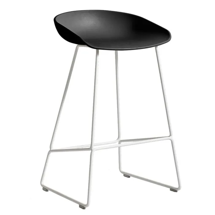 Superprijs HAY About a Stool AAS38 barkruk wit onderstel-Zwart-Zithoogte 75 cm