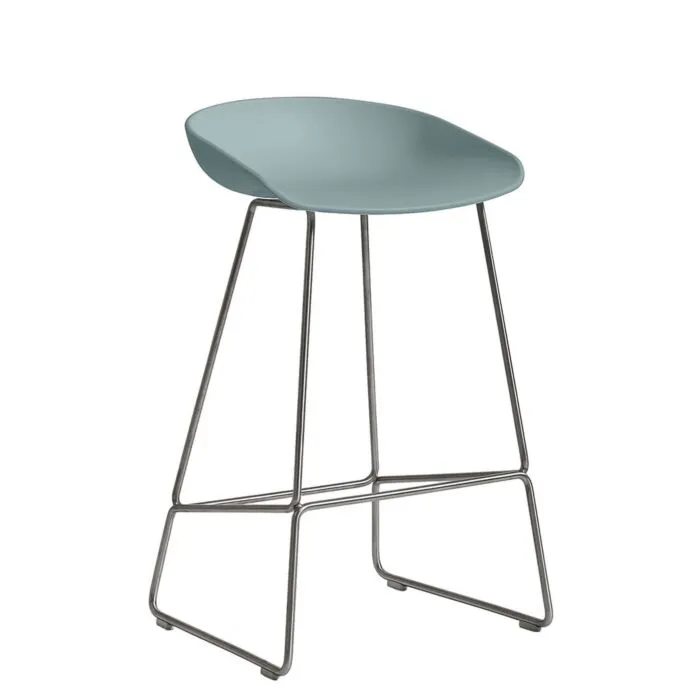 Speciale Aanbieding HAY About a Stool AAS38 barkruk RVS onderstel-Blauw-grijs-Zithoogte 65 cm