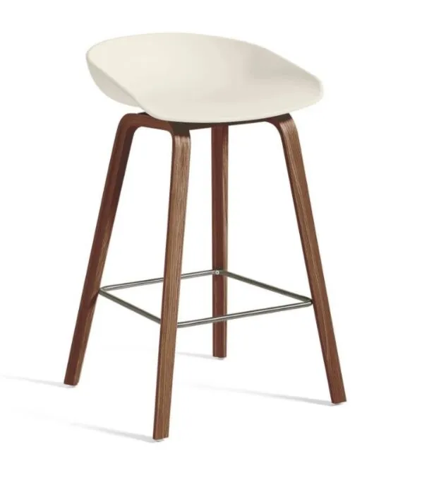 Actieprijs HAY About a Stool AAS32 barkruk Walnoot onderstel-Zithoogte 65 cm-Melange Cream