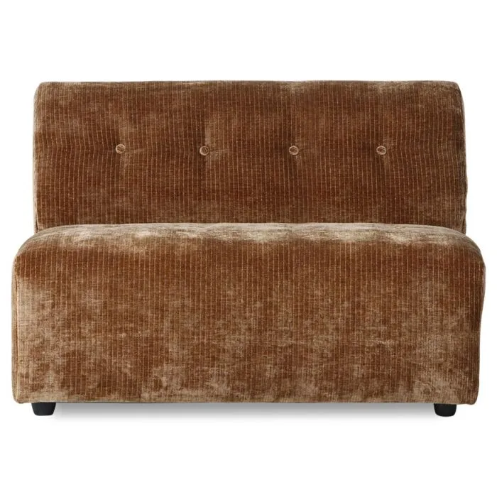 Lage Kosten HKliving Vint bank element 1,5-zits midden-Velvet-aged gold