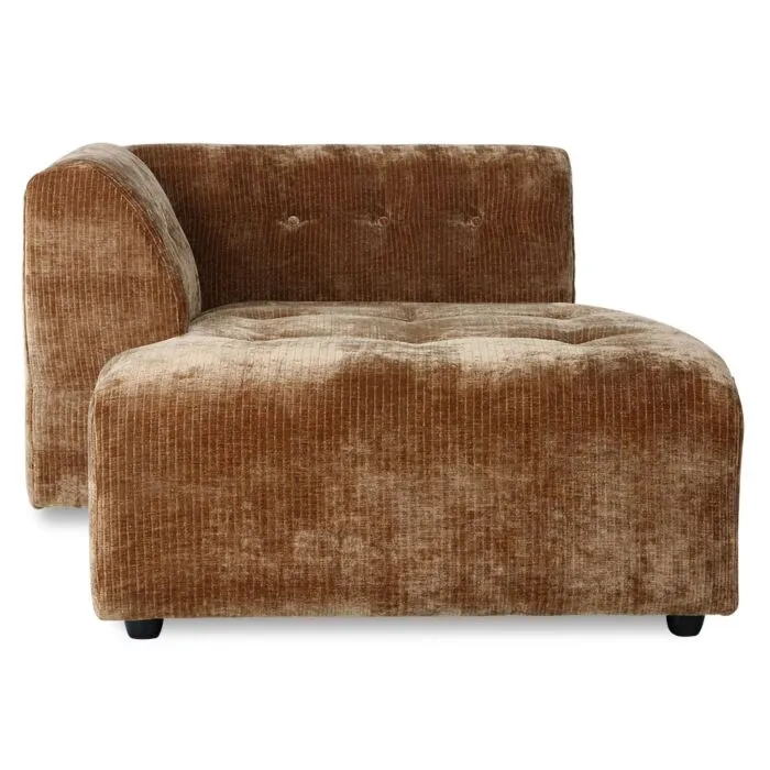 Tijdelijk Beschikbaar HKliving Vint bank element 1,5-zits divan links-Velvet-aged gold