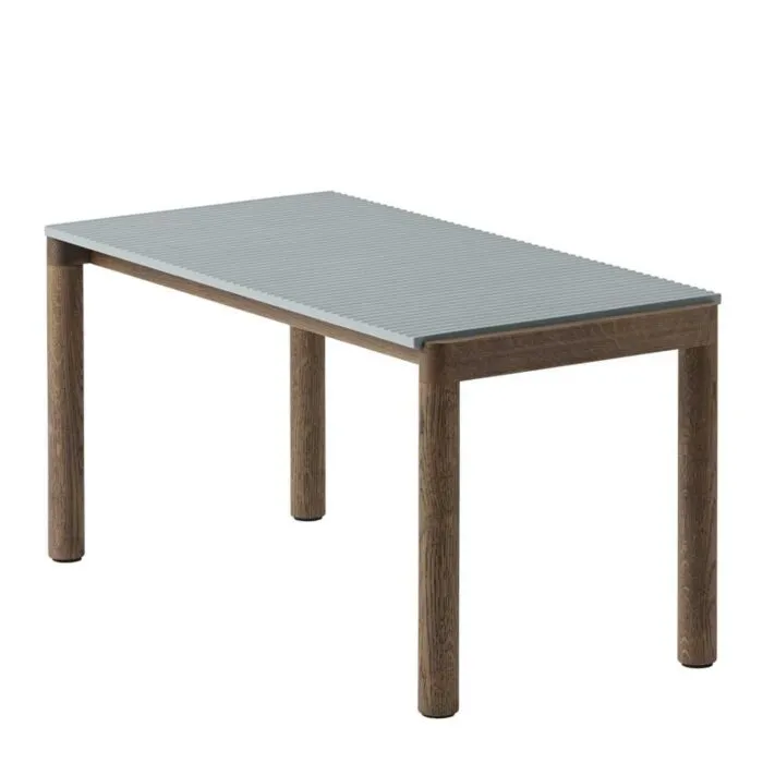 Tijdelijk Beschikbaar muuto Couple salontafel 40x84-Pale Blue Wavy-Dark Oiled Oak