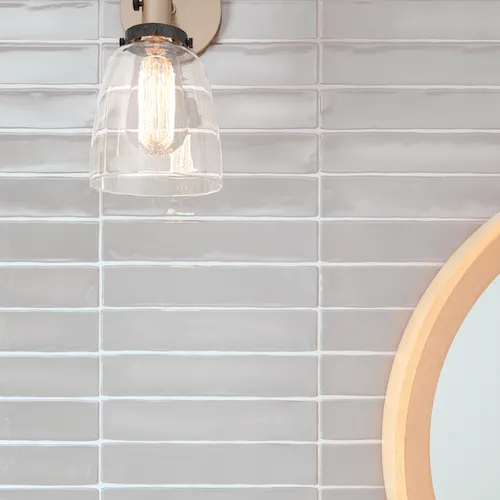 Small half tile lichtgrijs 5 x 25 cm 0,6 per m2 Hete Deal