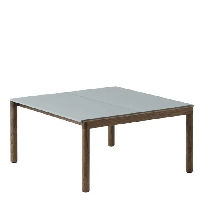 muuto Couple salontafel 80x84-Pale Blue Plain-Dark Oiled Oak Populair