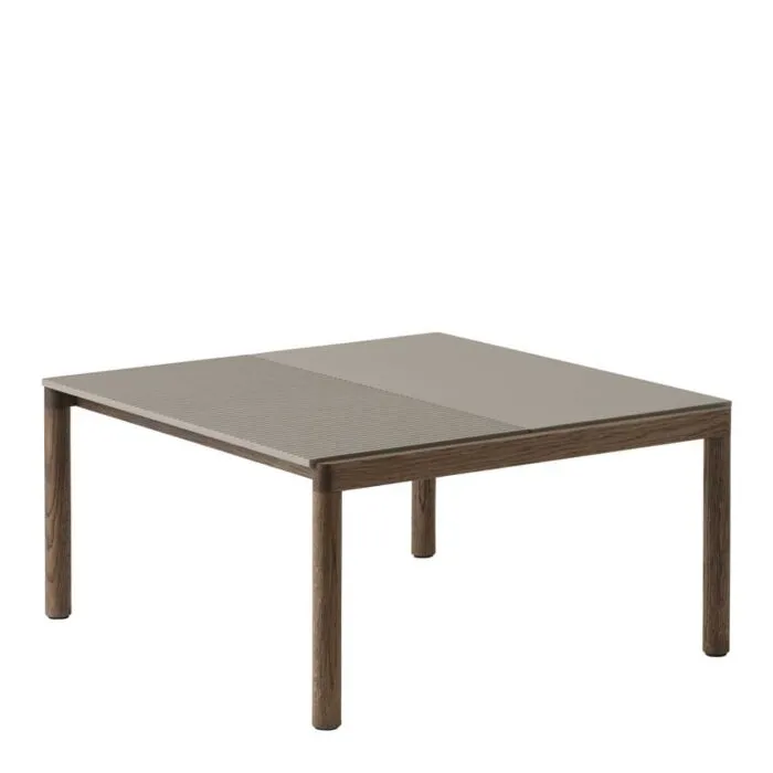 Lage Prijs muuto Couple salontafel 80x84-Taupe Wavy-Dark Oiled Oak