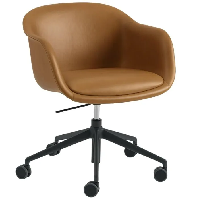 Meest Verkocht muuto Fiber Conference bureaustoel-Refine Leather Cognac/Black