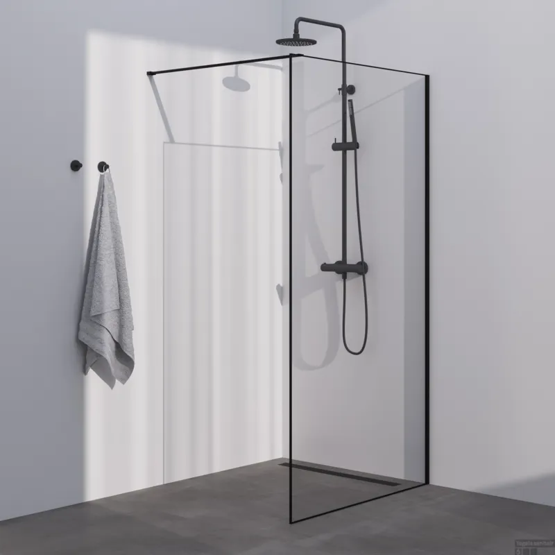 Express Levering BRAUER Season inloopdouche model D helder glas 90x200 incl. glascoating Season-Mat Zwart