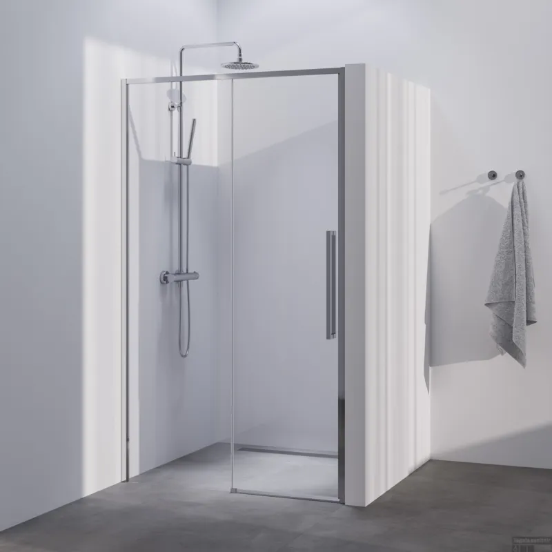 Merkproduct BRAUER Season nisdeur model B met schuifdeur helder glas 100x200 omkeerbaar incl. glascoating Season-Chroom