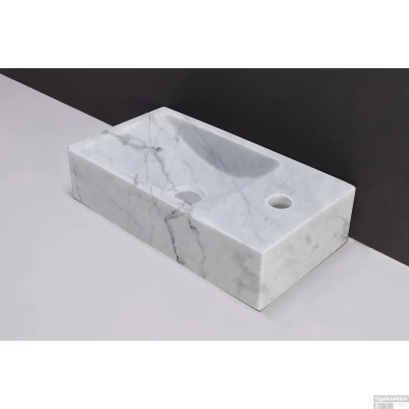 Bestseller Fontein Forzalaqua Venetia Carrara Gepolijst 40x22x10 cm Kraangat Rechts