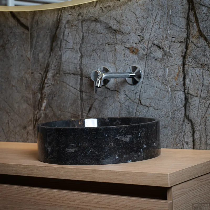Waskom Loutro Louise B Rond 40x40x12 cm Marmer Black Hoge Kwaliteit