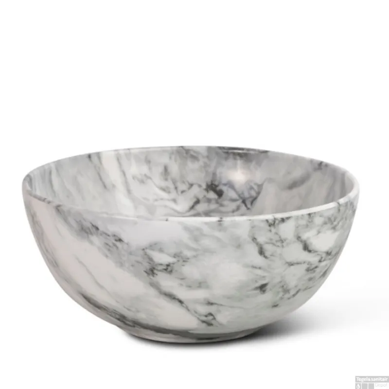 Waskom Globo T-Edge Rond 37x16 cm Zonder Overloop Arabescato Grigio Betaalbaar