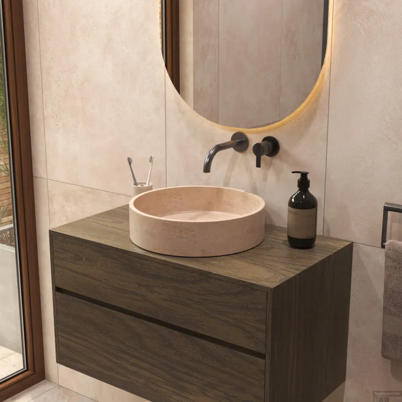 Salenzi Travertin Light Waskom 40x40x10cm Opbouwmodel Koop Online