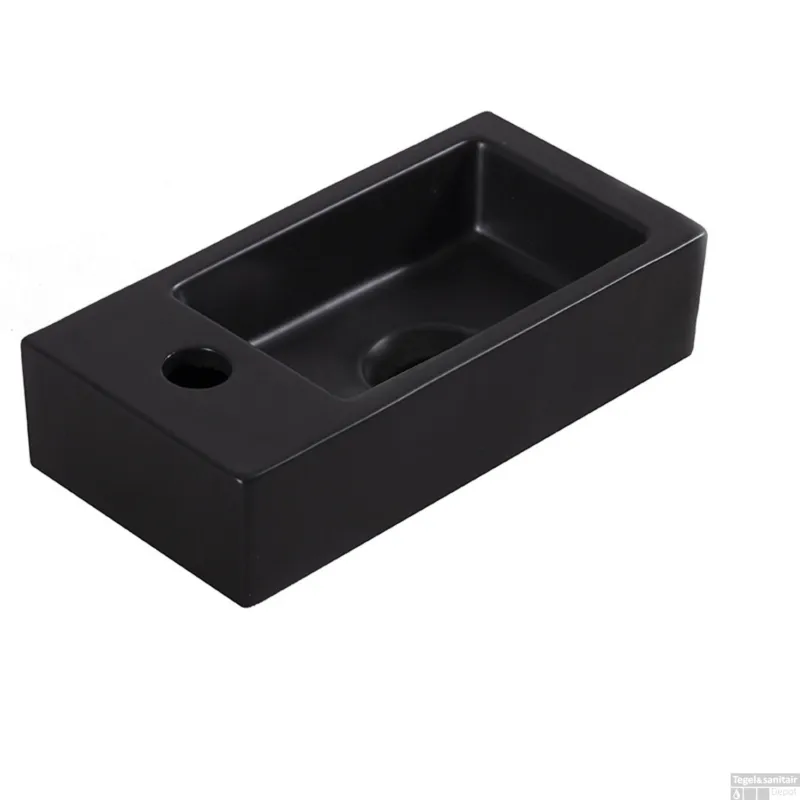 Korting Fontein Wiesbaden Mini-Rhea Links 36x18x9 cm Mat Zwart