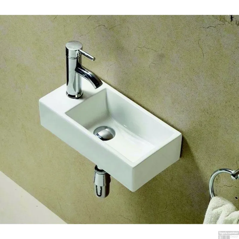 Goedkoop Fonteinset Sanilux Pax 40.5x22x10.5cm met Afvoer en Kraan Keramiek Wit (Kraan Links)