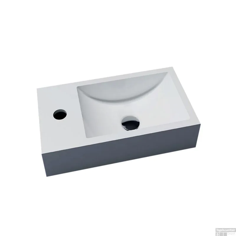 Favoriet Fontein Sanilux Recto 40x22x10 cm Solid Surface (Kraangat Links)