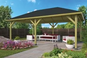 Prieel Ultimo Tuinoverkapping - Dakshingles Beverstaart Zwart (39m2) Tijdelijk Beschikbaar