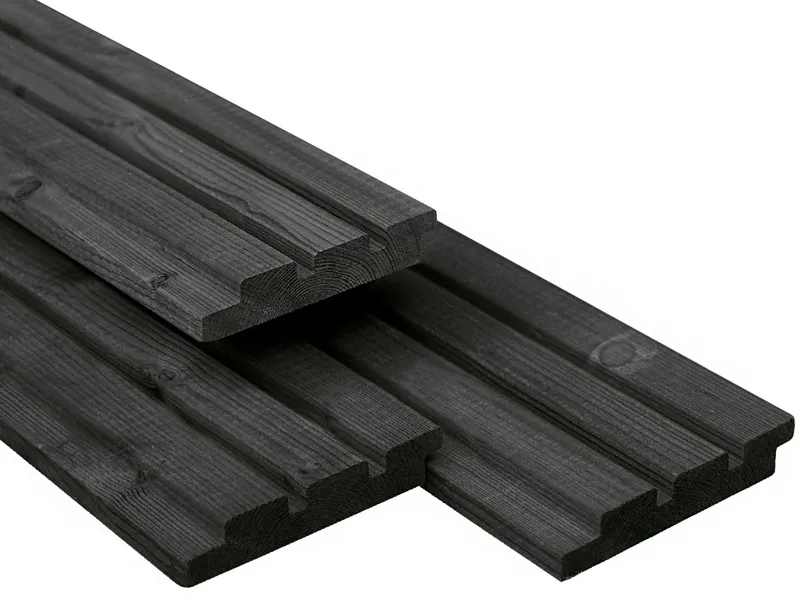 Koop Online Vuren Triple Profiel Rhombus Plank 22x140mm zwart gespoten | Deens Rabat - 240 cm