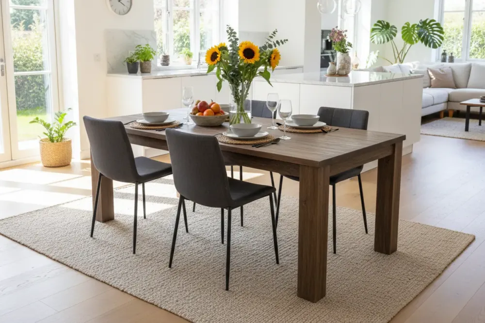 Aanbieding Teak Eettafel Genua Noir – Massief Teakhout – Rustieke Black Wash Finish