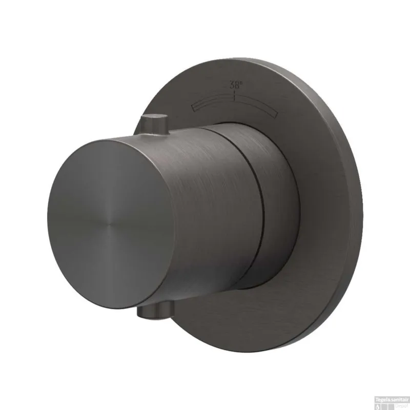 Aanbieding Afbouwdeel IVY Concord Doorstroom inbouwstopkraan Symmetry Met Rond Rozet RVS316 Geborsteld Carbon Black PVD