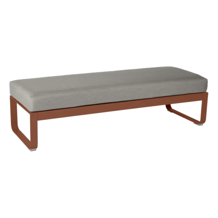 Hoge Kwaliteit Fermob Bellevie 2-zits voetenbank met grey taupe zitkussen-Red Ochre