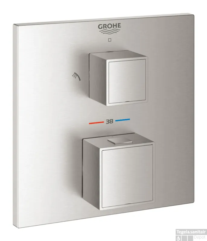 Betaalbaar Opbouwdeel GROHE Grohtherm Cube Met Omstel (Hoofddouche / Handdouche) Supersteel