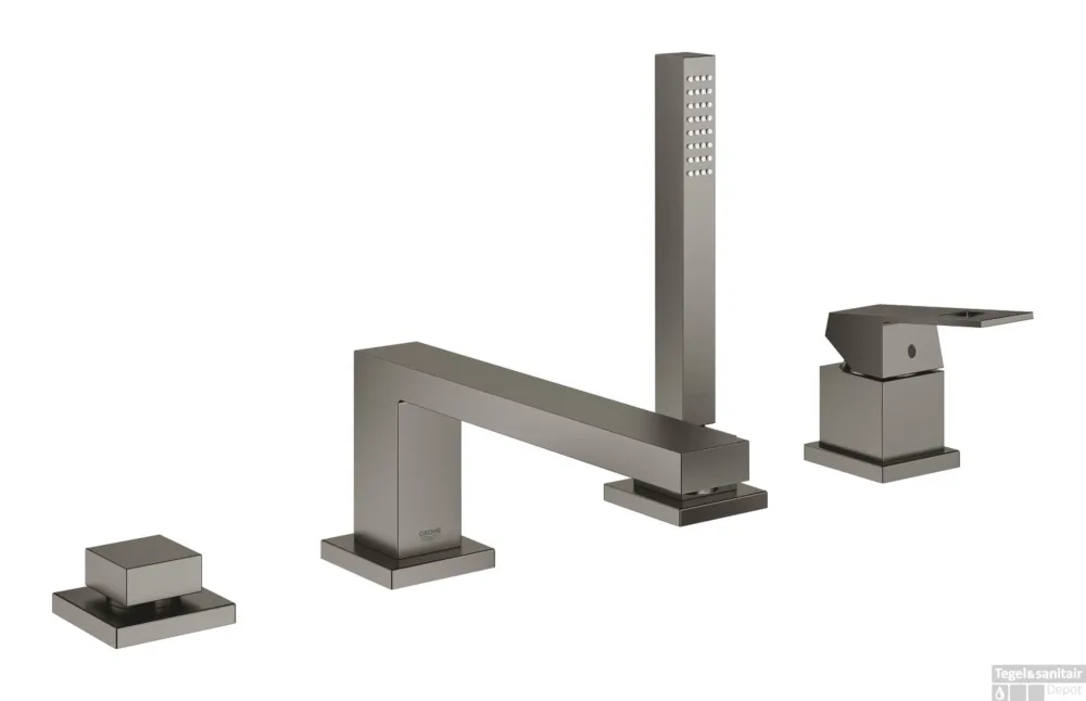 Betrouwbaar Badcombinatie GROHE Eurocube Viergats Hard Graphite Geborsteld