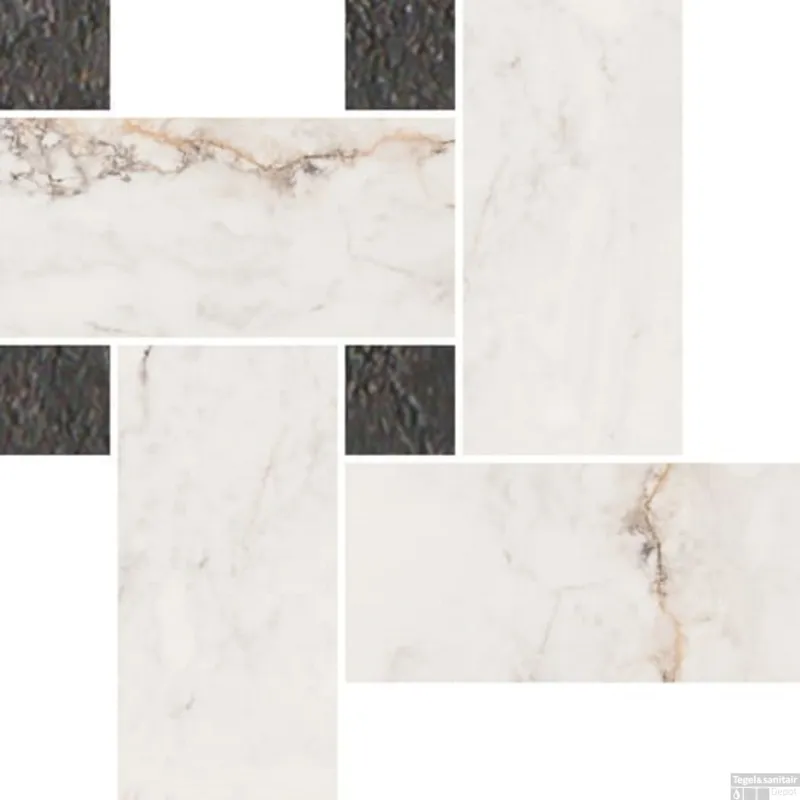 Weekendaanbieding Wandtegel Douglas & Jones Marbles Mozaïek 20x20 cm Twisted Pisa Gold Glans (Doos van 6 stuks)