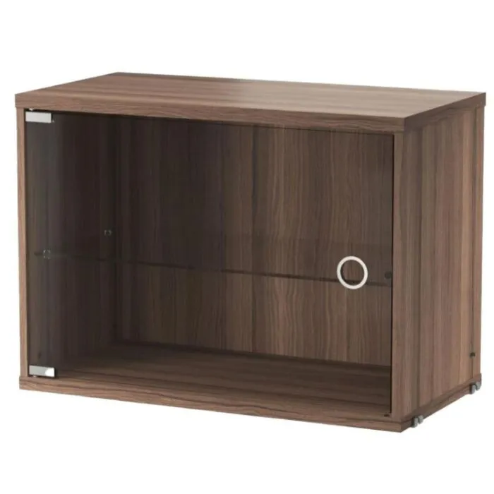 String Display Cabinet met Swing Glass-Walnut Uitverkoop