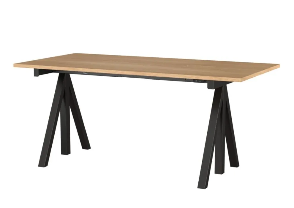 String Works desk bureau hoogte verstelbaar-160x78 cm-Eiken-Zwart Seizoensaanbieding