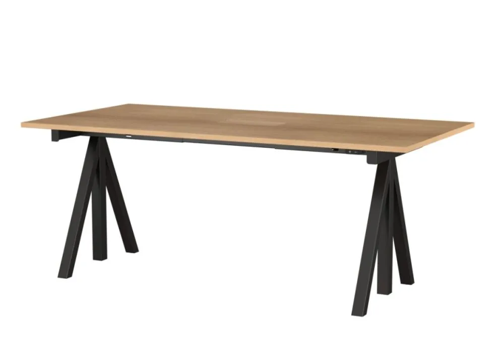 String Works desk bureau hoogte verstelbaar-180x90 cm-Eiken-Zwart Premium