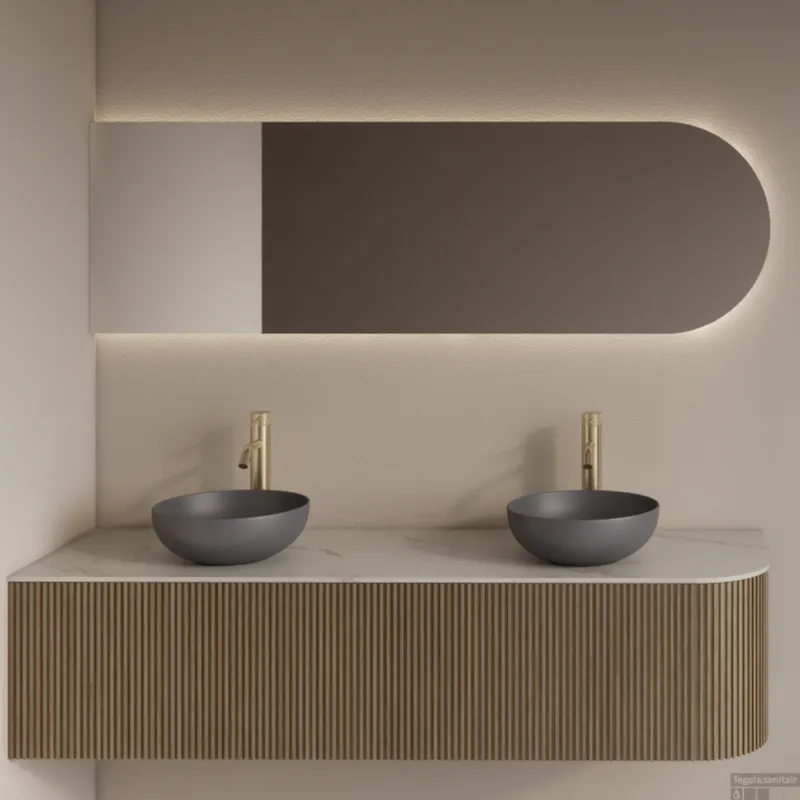 Spiegel Gliss Design Zelus Links met Indirecte LED Verlichting en Verwarming 160x60 cm Populair