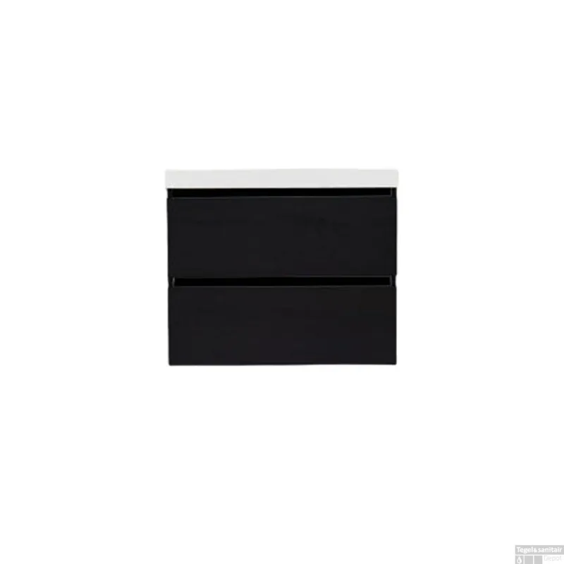 Onderkast Sanilux Trendline Met Greeplijst Mat Zwart 60x47x52 Cm Black Oak Gecertificeerd