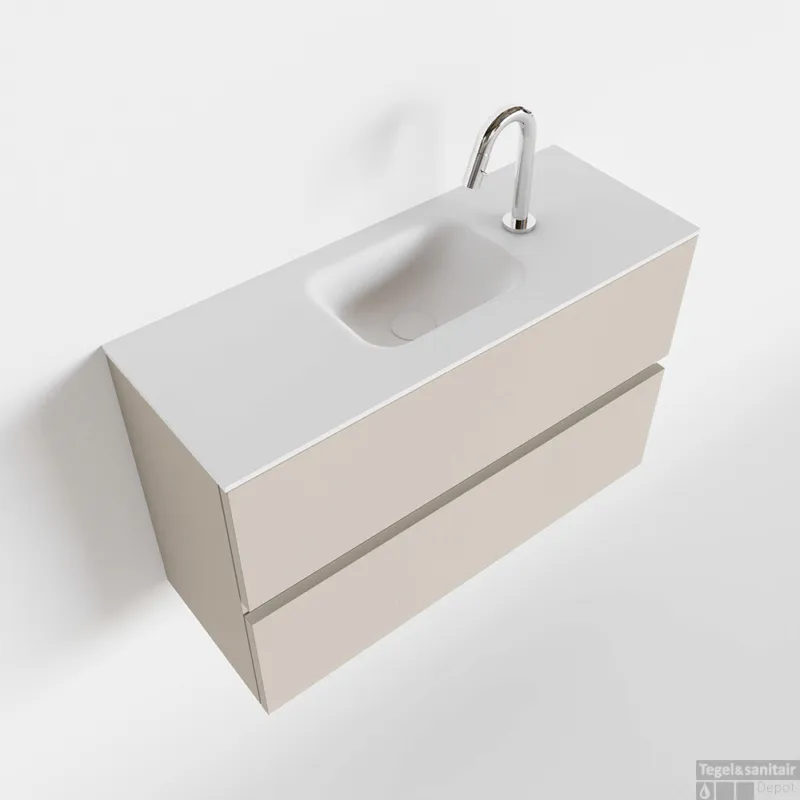 Favoriet MONDIAZ ADA 80cm toiletmeubel linen. LEX wastafel talc midden 1 kraangat