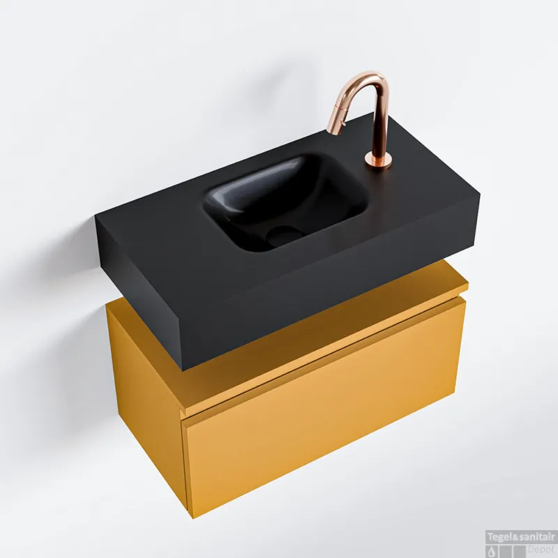 MONDIAZ ANDOR 60cm toiletmeubel ocher. LEX 60cm wastafel urban midden 1 kraangat Weekendaanbieding