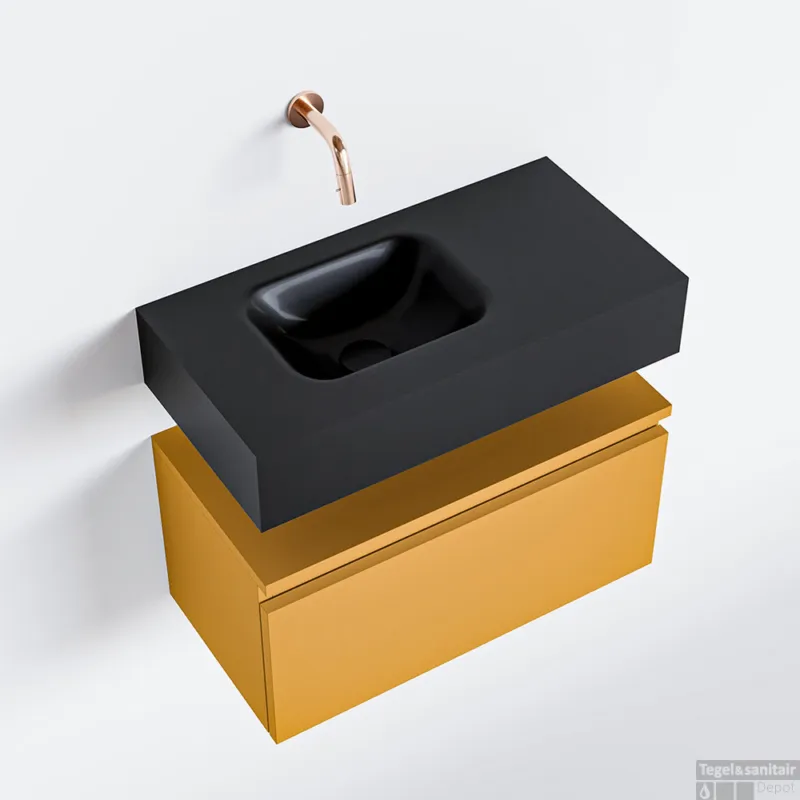 MONDIAZ ANDOR 60cm toiletmeubel ocher. LEX 60cm wastafel urban links geen kraangat Laatste Kans