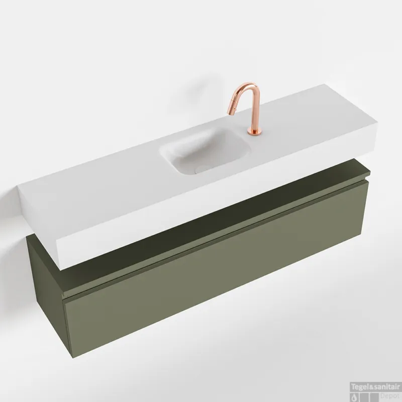 Nu Kopen MONDIAZ ANDOR 120cm toiletmeubel army. LEX 120cm wastafel talc midden 1 kraangat