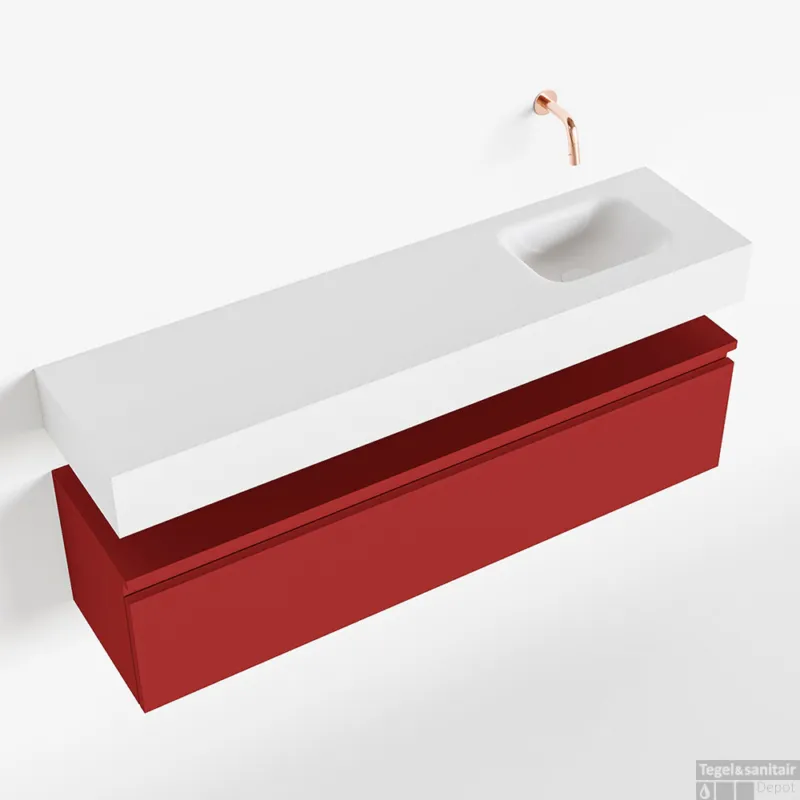 MONDIAZ ANDOR 120cm toiletmeubel fire. LEX 120cm wastafel talc rechts geen kraangat Seizoensaanbieding