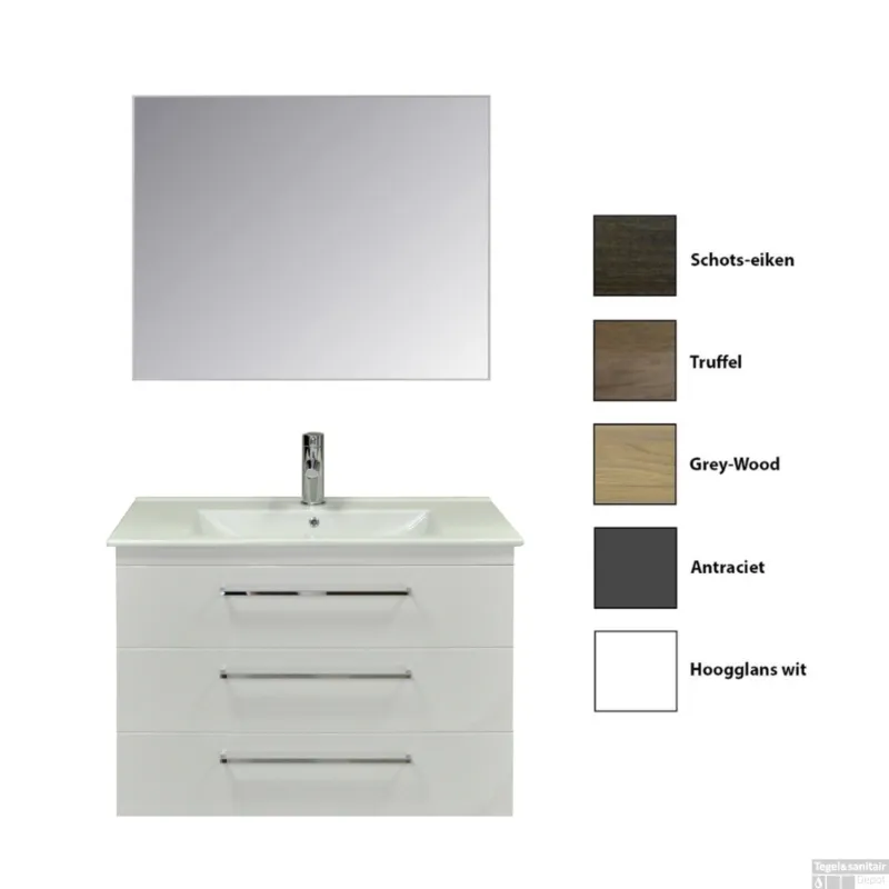 Weekendaanbieding Badkamermeubelset Sanicare Q6 Drie Laden Chromen Greep 100 cm (alle kleuren, spiegel optioneel)