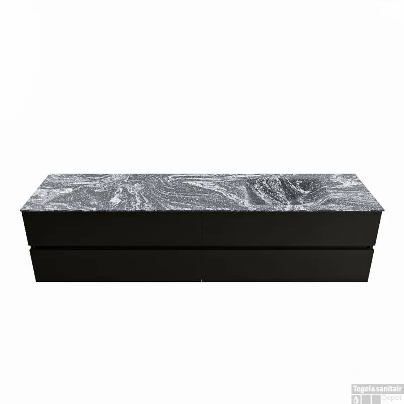 Populair MONDIAZ VICA-DLUX 200cm badmeubel onderkast Urban 4 lades. Inbouw wastafel CLOUD rechts 1 kraangat, kleur Lava.