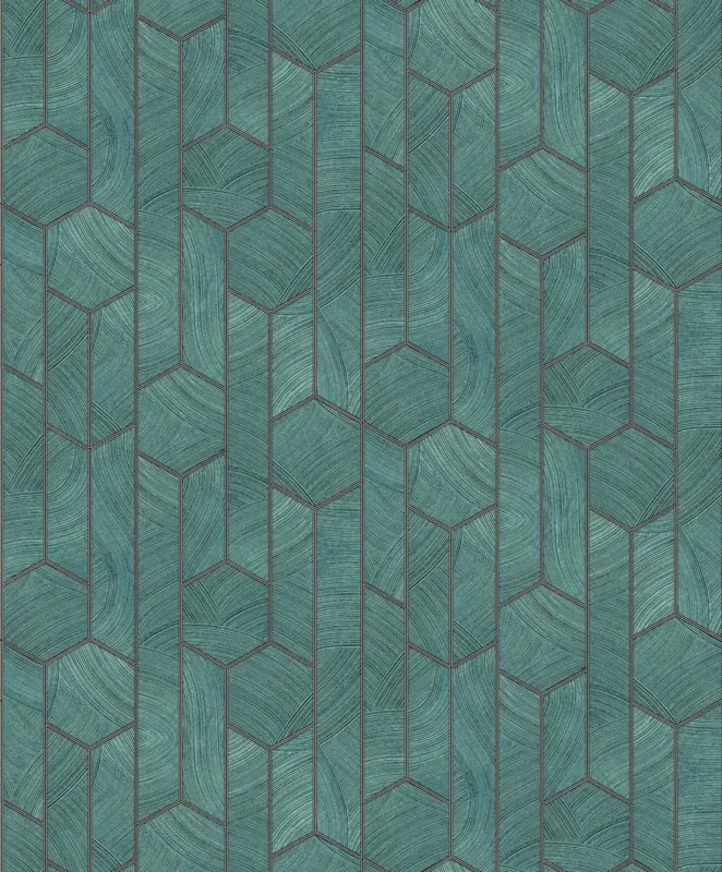 Op = Op Khroma by Masureel Summer SUM104 Kantha Teal Behang