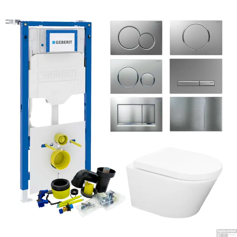 Seizoensaanbieding Geberit UP320 Toiletset set24 Wiesbaden Vesta Rimless 52 cm met Sigma drukplaat