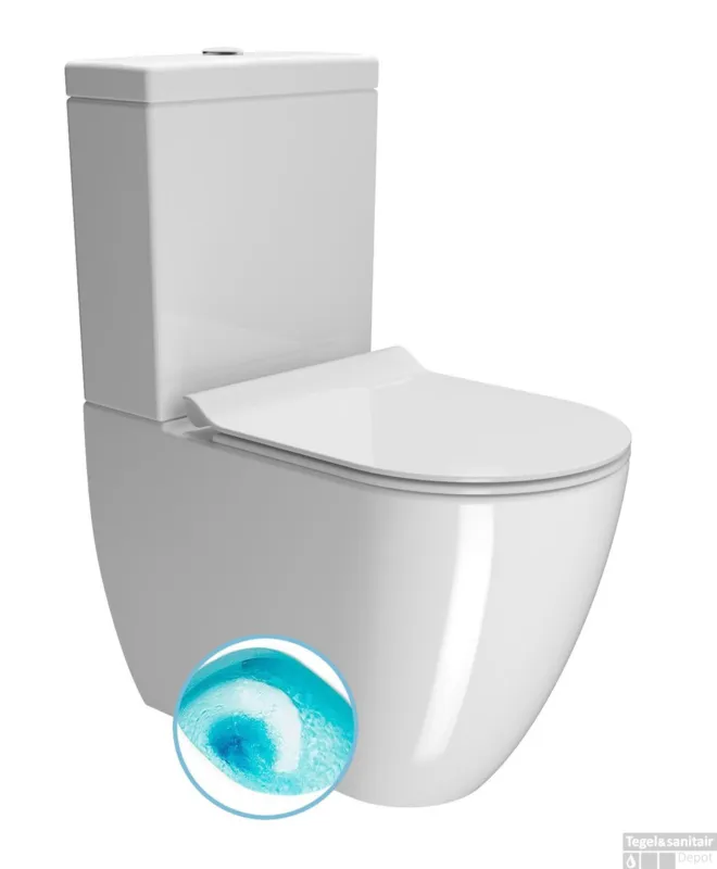 Aanbieding BWS Pura Staand Toilet Rimless Glans Wit SwirlFlush Spoeling PK/SK