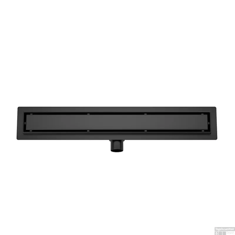 Douchegoot met Tegelrooster en Flens BWS Roos 90x7 Cm Mat Zwart Speciale Aanbieding