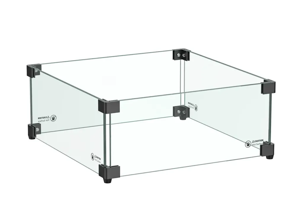 Glasombouw Vierkant 30 x 30 cm | Geschikt voor Inbouwbrander | Zwart gecoat Hoge Kwaliteit