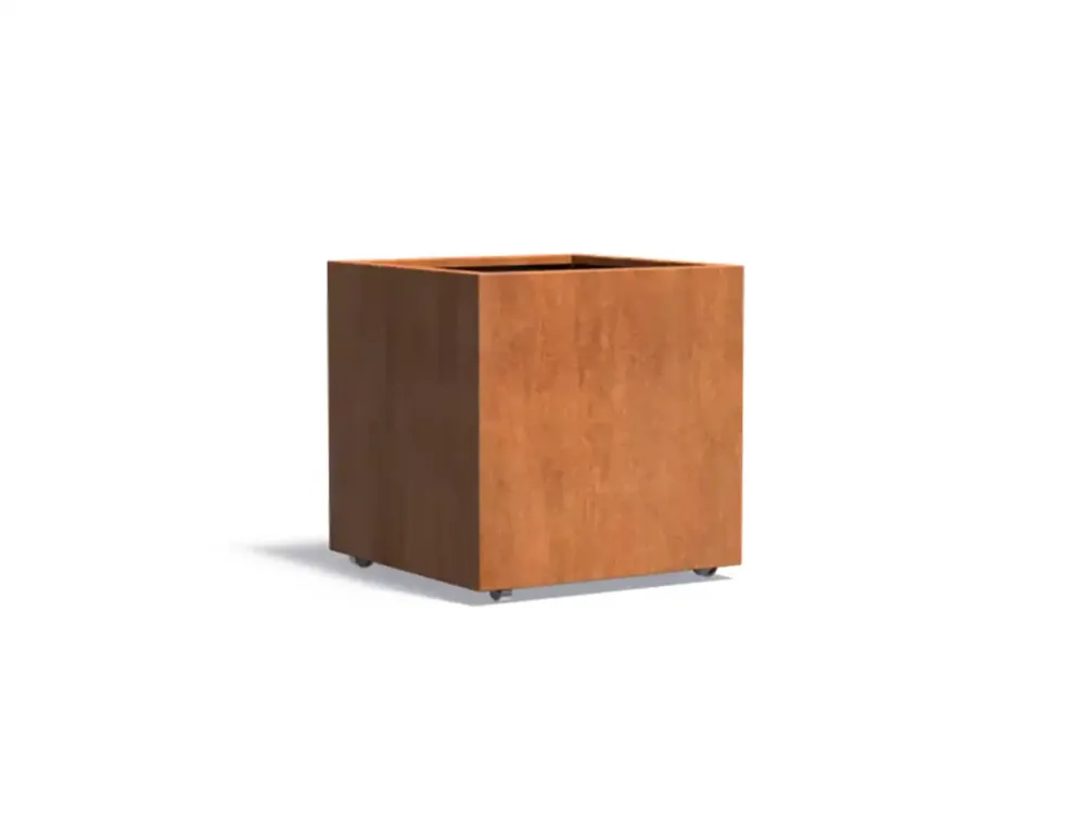 Aanbieding Adezz Carrez Cortenstaal Plantenbak Vierkant met wielen 80 x 80 x 80 cm - met bodem