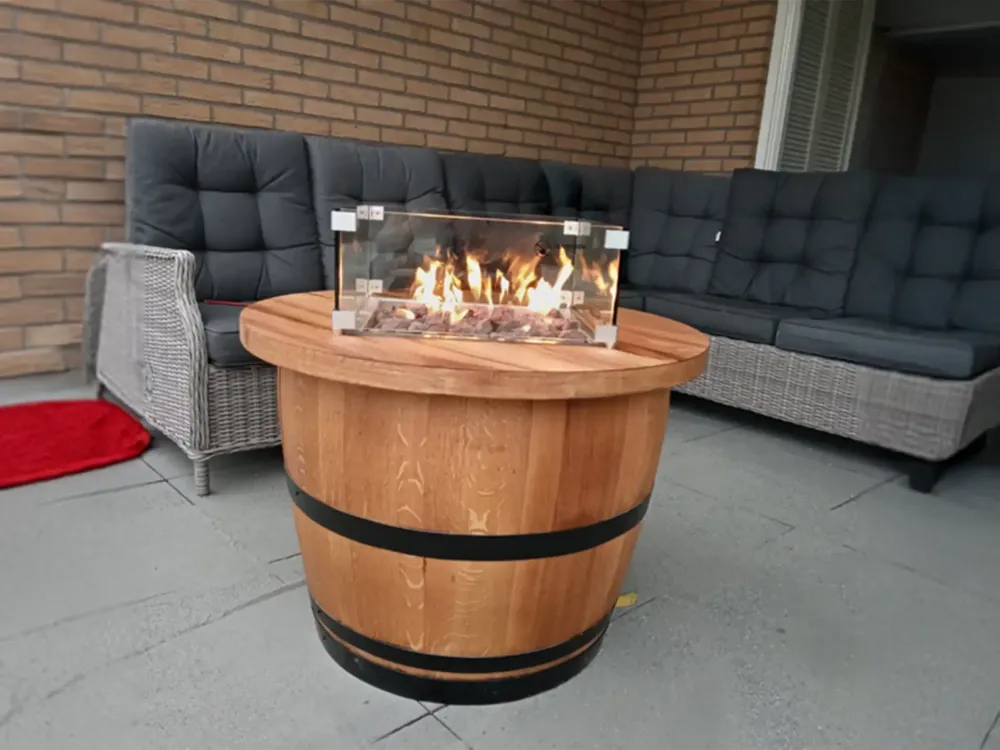 Lage Prijs Adeqo Vuurtafel Eikenhout Rond met vierkante brander