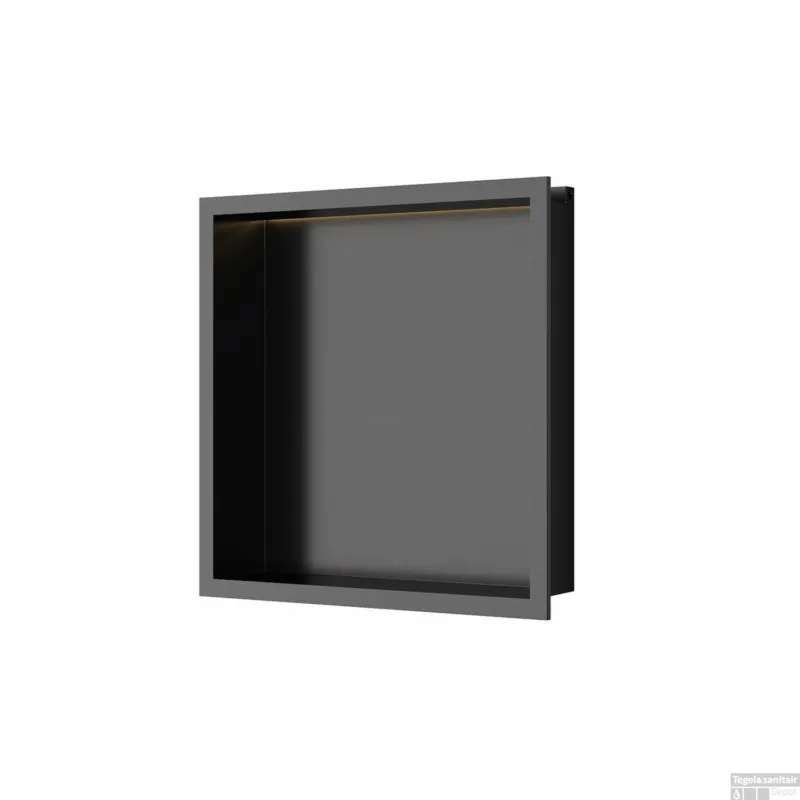 Beperkte Voorraad Inbouwnis Luca Sanitair 30x30x6,5cm RVS Gunmetal PVD + LED verlichting