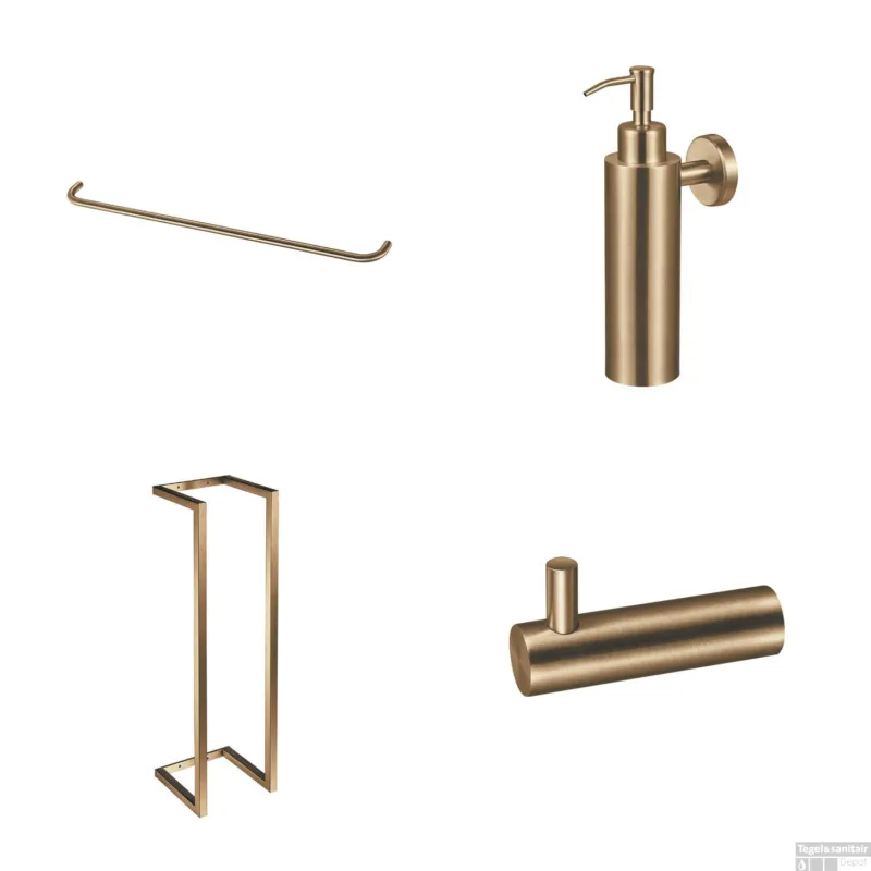 Accessoireset Qisani Flow Badkamer Geborsteld Goud Voordeelprijs
