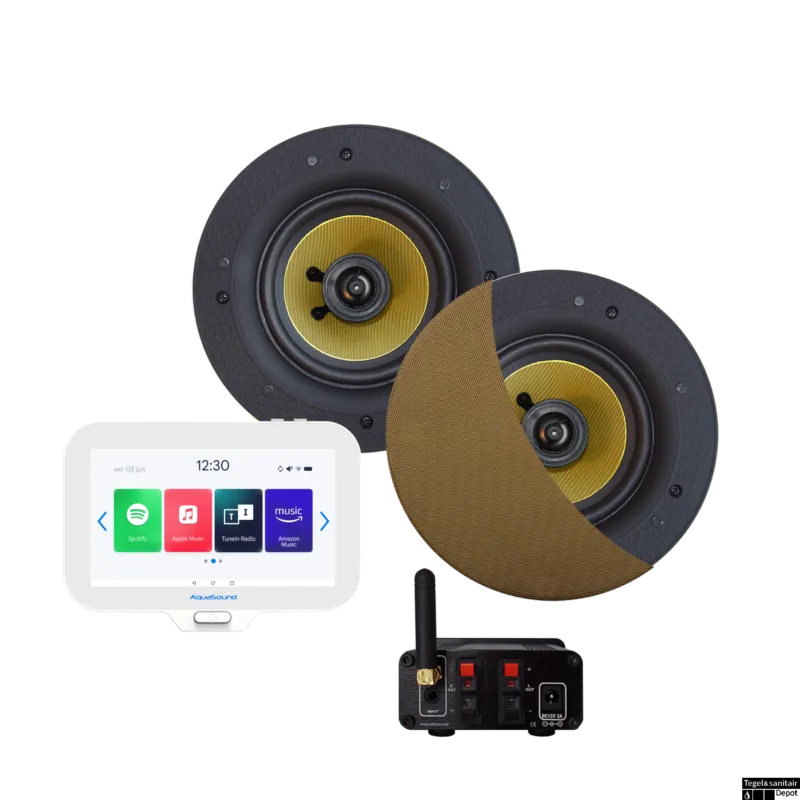 Connect Badkamerradio Aquasound N-Joy Controller (Ipx7) + Wand Lader + Zumba Speakerset Bluetooth / 70 Watt / 230V/18V Bronze Lage Kosten